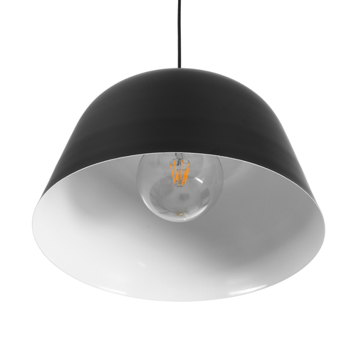 GloboStar® UPVALE 01281 Μοντέρνο Κρεμαστό Φωτιστικό Καμπάνα Μονόφωτο 1 x E27 IP20 Μαύρο & Λευκό Μέταλλο - Μ40 x Π40 x Υ24cm