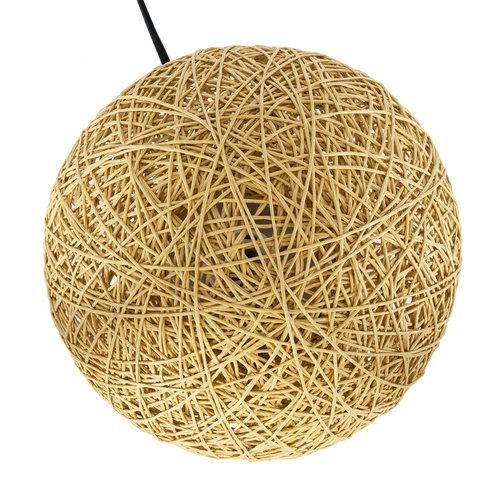 GloboStar® OCEANA 01336 Boho Επιτραπέζιο Φωτιστικό Πορτατίφ Μονόφωτο Μπεζ Ξύλινο Ψάθινο Rattan Φ20 x Υ22cm