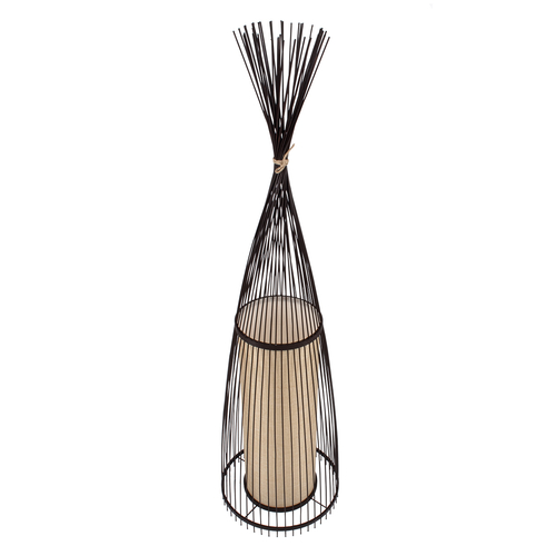 GloboStar® AZORES 01756 Boho Επιδαπέδιο Φωτιστικό Μονόφωτο 1 x E27 IP20 Καφέ & Μπεζ Ξύλο - Μ40 x Π40 x Υ150cm