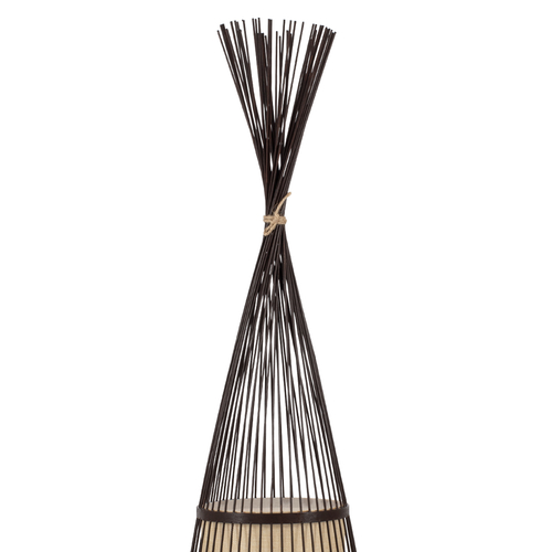 GloboStar® AZORES 01756 Boho Επιδαπέδιο Φωτιστικό Μονόφωτο 1 x E27 IP20 Καφέ & Μπεζ Ξύλο - Μ40 x Π40 x Υ150cm