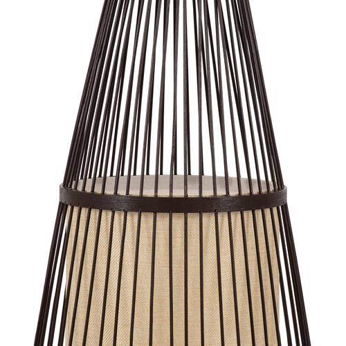 GloboStar® AZORES 01756 Boho Επιδαπέδιο Φωτιστικό Μονόφωτο 1 x E27 IP20 Καφέ & Μπεζ Ξύλο - Μ40 x Π40 x Υ150cm