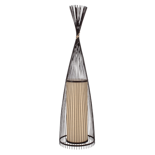 GloboStar® AZORES 01756 Boho Επιδαπέδιο Φωτιστικό Μονόφωτο 1 x E27 IP20 Καφέ & Μπεζ Ξύλο - Μ40 x Π40 x Υ150cm