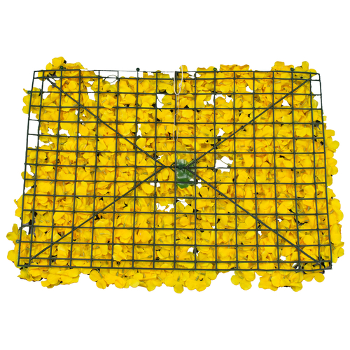 GloboStar® 78317 Συνθετικό Πάνελ Λουλουδιών - Κάθετος Κήπος Ορτανσία Κίτρινο Μ60 x Υ40 x Π5cm