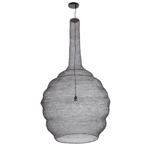 GloboStar® KENTUCKY 01887 Vintage Κρεμαστό Φωτιστικό Πλέγμα Μονόφωτο 1 x E27 IP20 Καφέ Μέταλλο - Μ90 x Π90 x Υ150cm