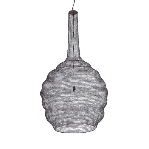GloboStar® KENTUCKY 01887 Vintage Κρεμαστό Φωτιστικό Πλέγμα Μονόφωτο 1 x E27 IP20 Καφέ Μέταλλο - Μ90 x Π90 x Υ150cm