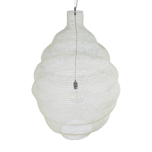 GloboStar® KENTUCKY 01901 Vintage Κρεμαστό Φωτιστικό Πλέγμα Μονόφωτο 1 x E27 IP20 Μπεζ Μέταλλο - Μ80 x Π80 x Y110cm