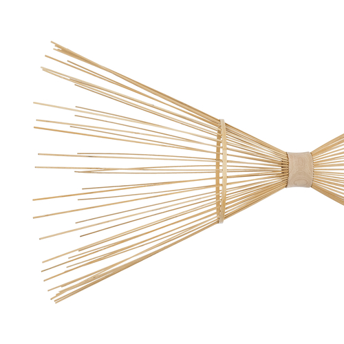 GloboStar® FISH 01927 Μοντέρνο Κρεμαστό Φωτιστικό Πλέγμα Δίφωτο 2 x E27 IP20 Μπεζ Ξύλο - Μ130 x Π42 x Υ42cm