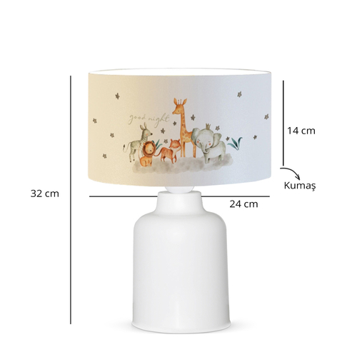 GloboStar® GIRAFFE 204-0026 Παιδικό Eπιτραπέζιο Φωτιστικό Φιγούρα Μονόφωτο 1 x E27 IP20 Λευκό Ύφασμα - Μ24 x Π24 x Υ32cm