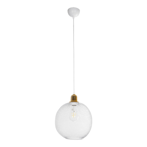 GloboStar® WIRE 203-0005 Μοντέρνο Κρεμαστό Φωτιστικό Πλέγμα Μονόφωτο 1 x E27 IP20 Λευκό Μέταλλο - Μ25 x Π25 x Υ30cm