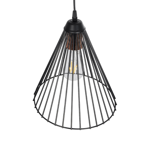 GloboStar® ARCWIRE 203-0015 Μοντέρνο Κρεμαστό Φωτιστικό Πλέγμα Μονόφωτο 1 x E27 IP20 Μαύρο Μέταλλο - Μ25 x Π25 x Υ30cm