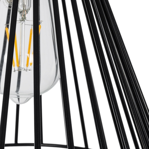 GloboStar® ARCWIRE 203-0015 Μοντέρνο Κρεμαστό Φωτιστικό Πλέγμα Μονόφωτο 1 x E27 IP20 Μαύρο Μέταλλο - Μ25 x Π25 x Υ30cm