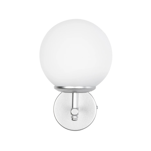 GloboStar® DALPH 203-0031 Vintage Επιτοίχιο Φωτιστικό Απλίκα Μονόφωτο 1 x E27 IP20 Ασημί Μέταλλο με Λευκό Γυαλί - M18 x Π15 x Υ23cm