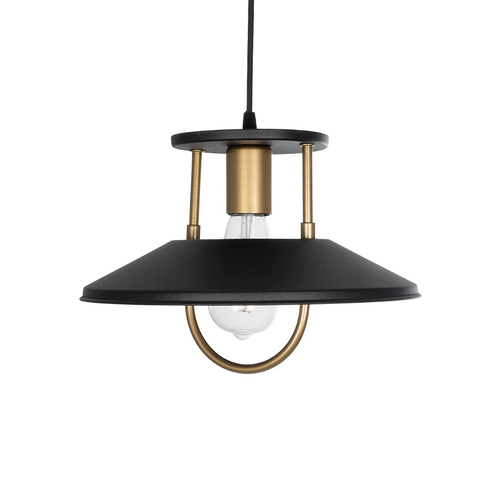 GloboStar® BILLA 203-0042 Vintage Κρεμαστό Φωτιστικό Καμπάνα Μονόφωτο 1 x E27 IP20 Μαύρο & Χρυσό Μέταλλο - M30.5 x Π30.5 x Υ20cm