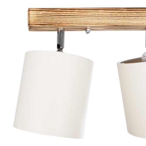 GloboStar® CUP 203-0055 Vintage Φωτιστικό Οροφής Ράγα Τρίφωτο 3 x E27 IP20 Μπεζ Ξύλο με Λευκό Ύφασμα - Μ60 x Π14 x Υ26cm
