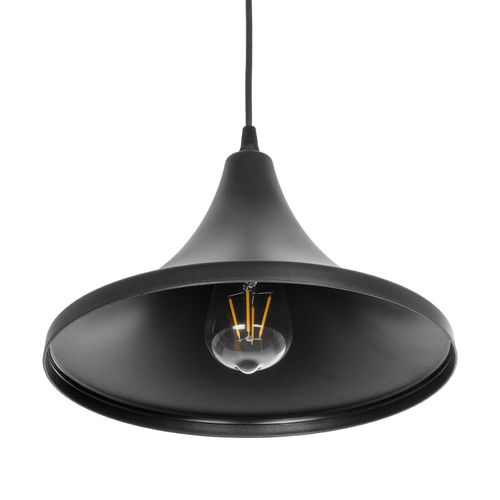 GloboStar® BELFRY 203-0078 Μοντέρνο Κρεμαστό Φωτιστικό Καμπάνα Μονόφωτο 1 x E27 IP20 Μαύρο Πλαστικό - Μ29.5 x Π29.5 x Υ21cm