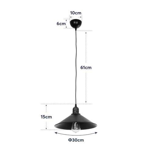 GloboStar® FERRO 203-0082 Μοντέρνο Κρεμαστό Φωτιστικό Καμπάνα Μονόφωτο 1 x E27 IP20 Μαύρο & Μπρούτζινο Πλαστικό - Μ30 x Π30 x Υ15cm