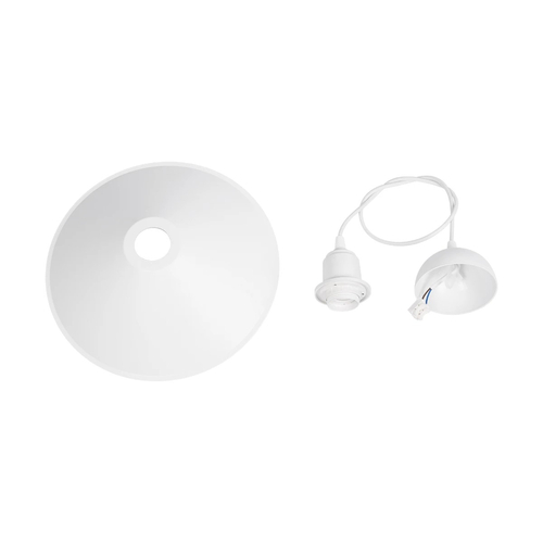 GloboStar® FERRO 203-0085 Μοντέρνο Κρεμαστό Φωτιστικό Καμπάνα Μονόφωτο 1 x E27 IP20 Λευκό Πλαστικό - Μ30 x Π30 x Υ15cm