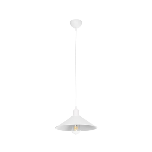 GloboStar® FERRO 203-0085 Μοντέρνο Κρεμαστό Φωτιστικό Καμπάνα Μονόφωτο 1 x E27 IP20 Λευκό Πλαστικό - Μ30 x Π30 x Υ15cm
