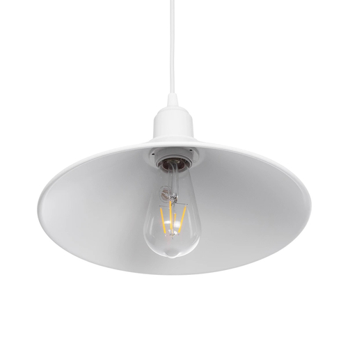 GloboStar® FERRO 203-0085 Μοντέρνο Κρεμαστό Φωτιστικό Καμπάνα Μονόφωτο 1 x E27 IP20 Λευκό Πλαστικό - Μ30 x Π30 x Υ15cm