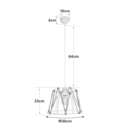GloboStar® JUTE 203-0092 Μοντέρνο Κρεμαστό Φωτιστικό Σχοινί Μονόφωτο 1 x E27 IP20 Μπεζ Πλαστικό με Μπεζ Σχοινί - Μ30 x Π30 x Υ23cm