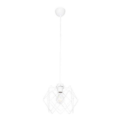 GloboStar® VORTEX 203-0001 Mοντέρνο Κρεμαστό Φωτιστικό Πλέγμα Μονόφωτο 1 x E27 IP20 Λευκό Μέταλλο - Μ23.5 x Π23.5 x Υ20cm