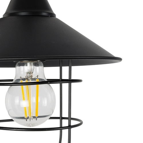 GloboStar® CAGE 203-0096 Vintage Επιτοίχιο Φωτιστικό Απλίκα Μονόφωτο 1 x E27 IP20 Μαύρο Μέταλλο - M22 x Π28 x Υ35cm