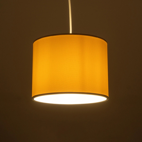 GloboStar® BLAZE 203-0106 Μοντέρνο Κρεμαστό Φωτιστικό Καπέλο Μονόφωτο 1 x E27 IP20 Μπεζ Ύφασμα - Μ22 x Π22 x Υ20cm