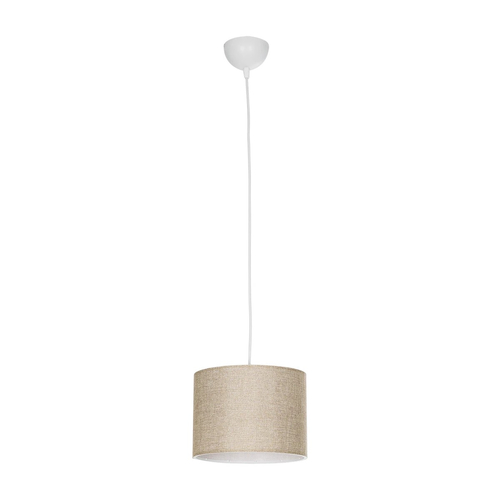 GloboStar® BLAZE 203-0107 Μοντέρνο Κρεμαστό Φωτιστικό Καπέλο Μονόφωτο 1 x E27 IP20 Μπεζ Ύφασμα - Μ22 x Π22 x Υ20cm