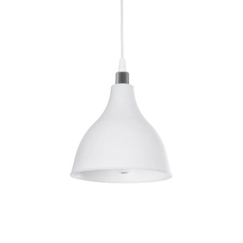 GloboStar® RADE 203-0126 Μοντέρνο Κρεμαστό Φωτιστικό Καμπάνα Μονόφωτο 1 x E27 IP20 Λευκό με Ασημί Πλαστικό - Μ17.5 x Π17.5 x Υ56cm