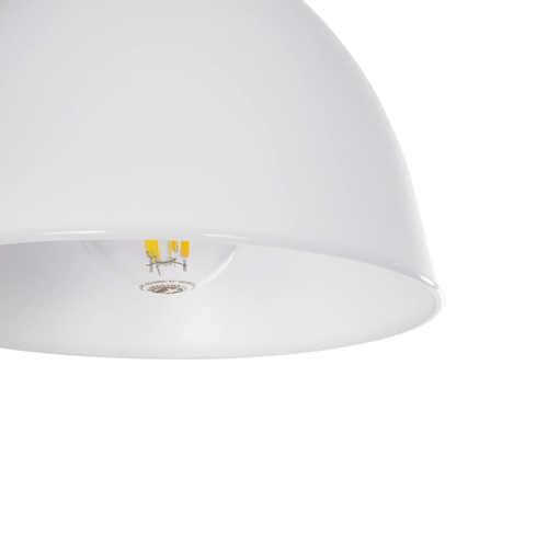 GloboStar® RADE 203-0126 Μοντέρνο Κρεμαστό Φωτιστικό Καμπάνα Μονόφωτο 1 x E27 IP20 Λευκό με Ασημί Πλαστικό - Μ17.5 x Π17.5 x Υ56cm