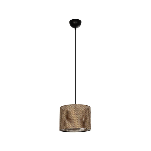 GloboStar® CLAIRIE 203-0132 Μοντέρνο Κρεμαστό Φωτιστικό Καπέλο Μονόφωτο 1 x E27 IP20 Καφέ Ύφασμα - Μ22 x Π22 x Υ93cm