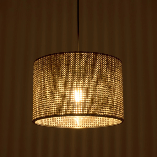 GloboStar® CLAIRIE 203-0135 Μοντέρνο Κρεμαστό Φωτιστικό Καπέλο Μονόφωτο 1 x E27 IP20 Καφέ Ύφασμα - Μ30 x Π30 x Υ93cm