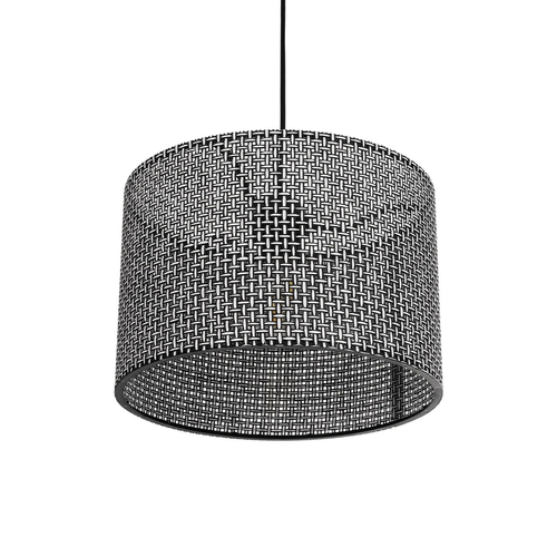 GloboStar® CLAIRIE 203-0136 Μοντέρνο Κρεμαστό Φωτιστικό Καπέλο Μονόφωτο 1 x E27 IP20 Μαύρο Ύφασμα - Μ30 x Π30 x Υ93cm