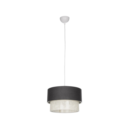 GloboStar® SISSIE 203-0140 Μοντέρνο Κρεμαστό Φωτιστικό Καπέλο Μονόφωτο 1 x E27 IP20 Γκρι & Λευκό Ύφασμα -Μ30 x Π30 x Υ93cm