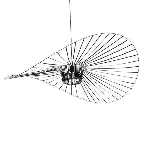 GloboStar® LUMINOVA 61468 Μοντέρνο Κρεμαστό Φωτιστικό Πλέγμα Μονόφωτο 1 x E27 IP20 Μαύρο Σχοινί με Μαύρο Σύρμα - Μ140 x Π140 x Υ34cm
