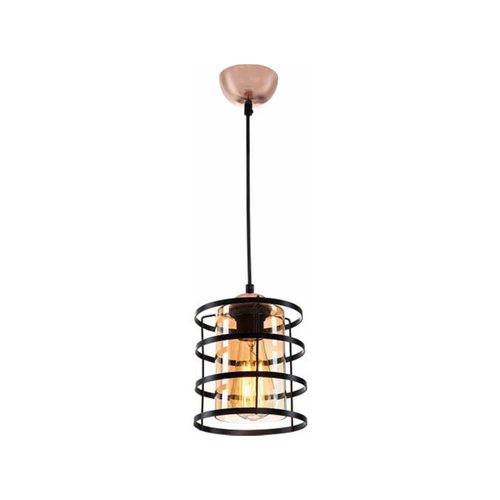GloboStar® SOLON 201-0060 Μοντέρνο Κρεμαστό Φωτιστικό Πλέγμα Μονόφωτο 1 x E27 IP20 Μπρονζέ με Μαύρο Μέταλλο - Μ20 x Π20 x Υ70cm