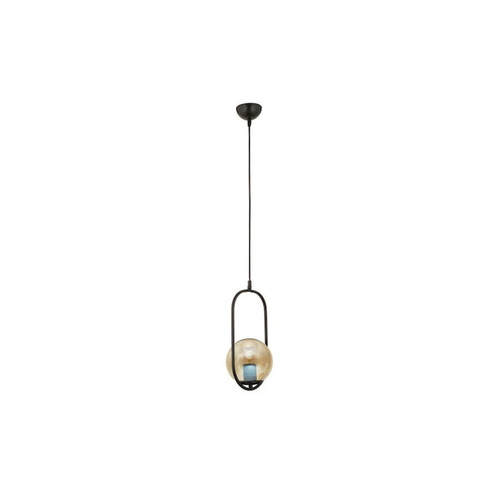 GloboStar® ZENITH 201-0093 Κρεμαστό Φωτιστικό Οροφής Μπάλα Μονόφωτο Vintage 1 x E27 IP20 Μαύρο Μέταλλο με Μελί Γυαλί - Μ17 x Π17 x Υ70cm