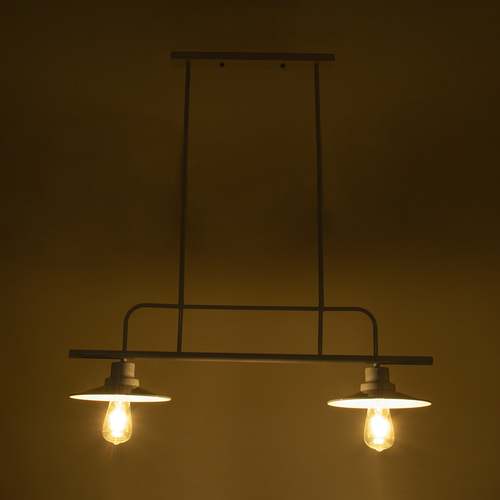 GloboStar® REGAL 01008 Vintage Φωτιστικό Οροφής Ράγα Δίφωτο 2 x E27 IP20 Λευκό Μέταλλο - Μ80 x Π26 x Υ82cm