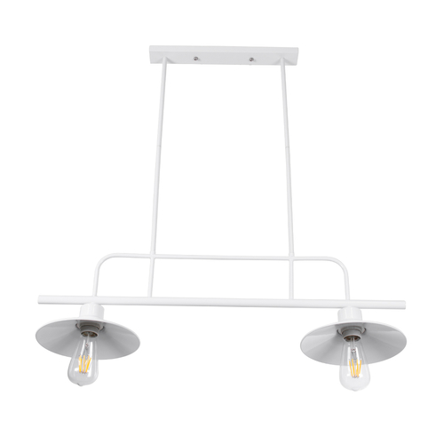GloboStar® REGAL 01008 Vintage Φωτιστικό Οροφής Ράγα Δίφωτο 2 x E27 IP20 Λευκό Μέταλλο - Μ80 x Π26 x Υ82cm