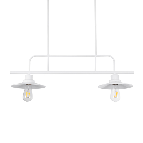 GloboStar® REGAL 01008 Vintage Φωτιστικό Οροφής Ράγα Δίφωτο 2 x E27 IP20 Λευκό Μέταλλο - Μ80 x Π26 x Υ82cm