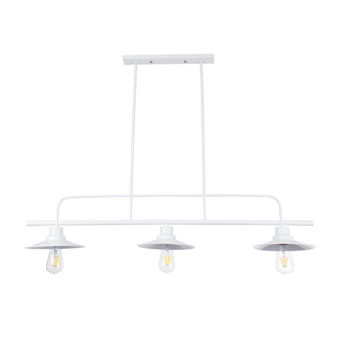 GloboStar® REGAL 01010 Vintage Φωτιστικό Οροφής Ράγα Τρίφωτο 3 x E27 IP20 Λευκό Μέταλλο - Μ110 x Π26 x Υ75cm