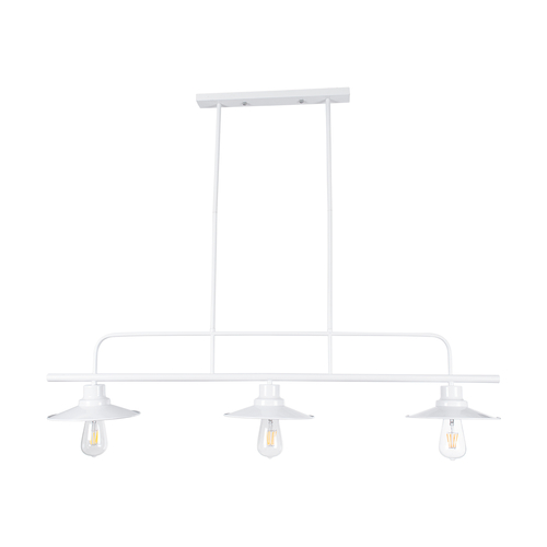 GloboStar® REGAL 01010 Vintage Φωτιστικό Οροφής Ράγα Τρίφωτο 3 x E27 IP20 Λευκό Μέταλλο - Μ110 x Π26 x Υ75cm