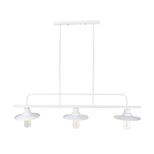 GloboStar® REGAL 01010 Vintage Φωτιστικό Οροφής Ράγα Τρίφωτο 3 x E27 IP20 Λευκό Μέταλλο - Μ110 x Π26 x Υ75cm