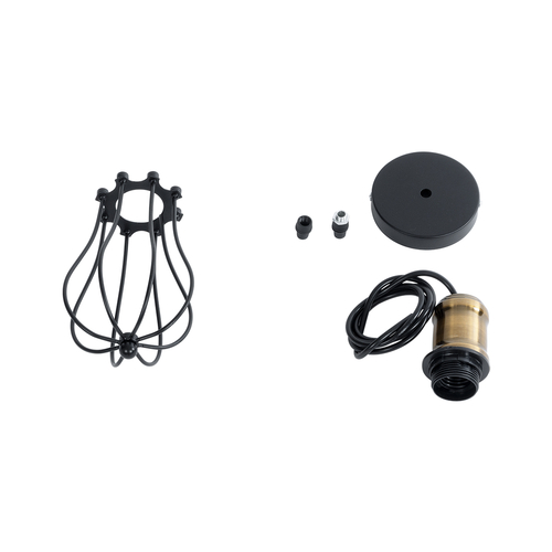 GloboStar® CAMBER 01016 Vintage Κρεμαστό Φωτιστικό Πλέγμα Μονόφωτο 1 x E27 IP20 Μαύρο & Χρυσό Μέταλλο - Μ12 x Π12 x Υ18cm