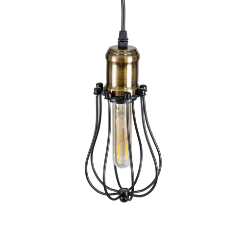 GloboStar® CAMBER 01016 Vintage Κρεμαστό Φωτιστικό Πλέγμα Μονόφωτο 1 x E27 IP20 Μαύρο & Χρυσό Μέταλλο - Μ12 x Π12 x Υ18cm