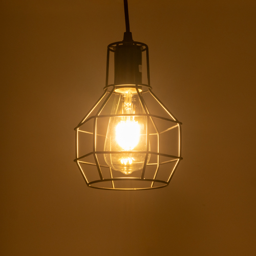 GloboStar® CAGE BLACK 01017 Vintage Κρεμαστό Φωτιστικό Πλέγμα Μονόφωτο 1 x E27 IP20 Μαύρο Μέταλλο - Μ15 x Π15 x Υ20cm