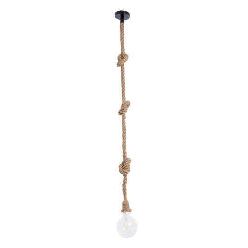 GloboStar® ROPE 01018 Vintage Κρεμαστό Φωτιστικό Ανάρτηση Μονόφωτο 1 x E27 IP20 Μπεζ Σχοινί - Μ3.5 x Π3.5 x Υ200cm