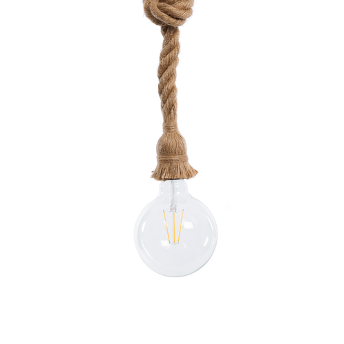 GloboStar® ROPE 01018 Vintage Κρεμαστό Φωτιστικό Ανάρτηση Μονόφωτο 1 x E27 IP20 Μπεζ Σχοινί - Μ3.5 x Π3.5 x Υ200cm