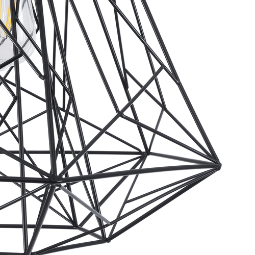 GloboStar® GRID 01022 Vintage Kρεμαστό Φωτιστικό Πλέγμα Μονόφωτο 1 x E27 IP20 Μαύρο Μέταλλο - Μ40 x Π40 x Υ33cm