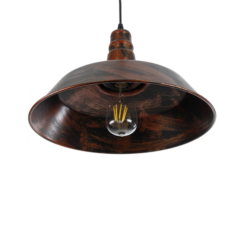 GloboStar® RAY 01046 Vintage Κρεμαστό Φωτιστικό Καμπάνα Μονόφωτο 1 x E27 IP20 Χάλκινο Μέταλλο - Μ36 x Π36 x Υ25cm